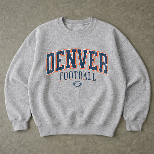Distressed Denver Football Crewneck Sweatshirt