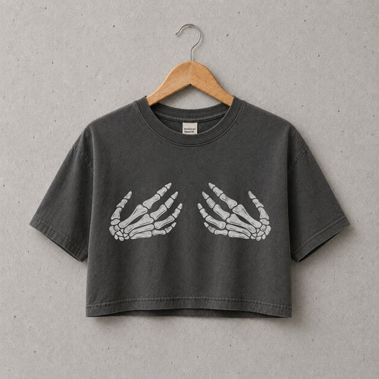 Skeleton Hands Crop Tee